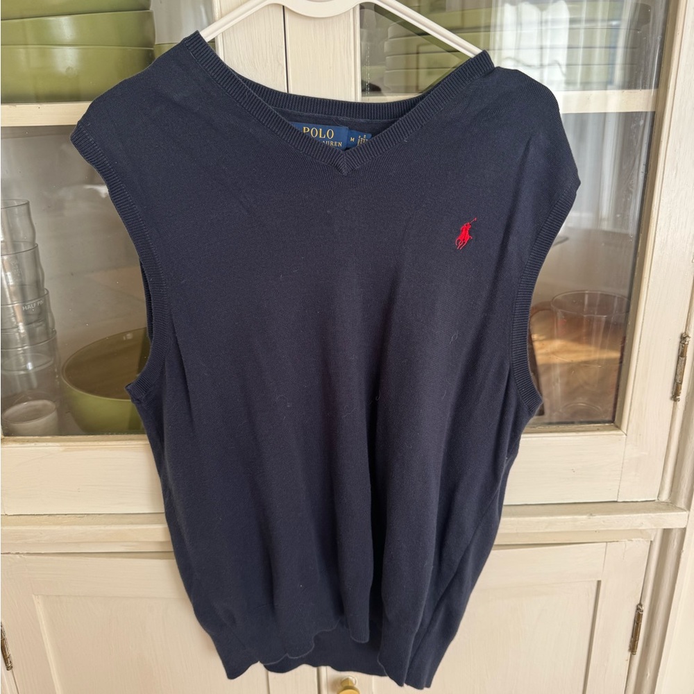Ralph Lauren Navy Crewneck Pima Cotton Sweater